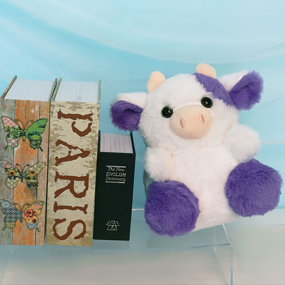 1pc, Assorted Plush Cow Toys, Cute Soft Polyester Stuffed Animal, Home Decor, Kids Birthday/Festive Gift, 7.8 Inches, Pink/Purple/Black/White Set