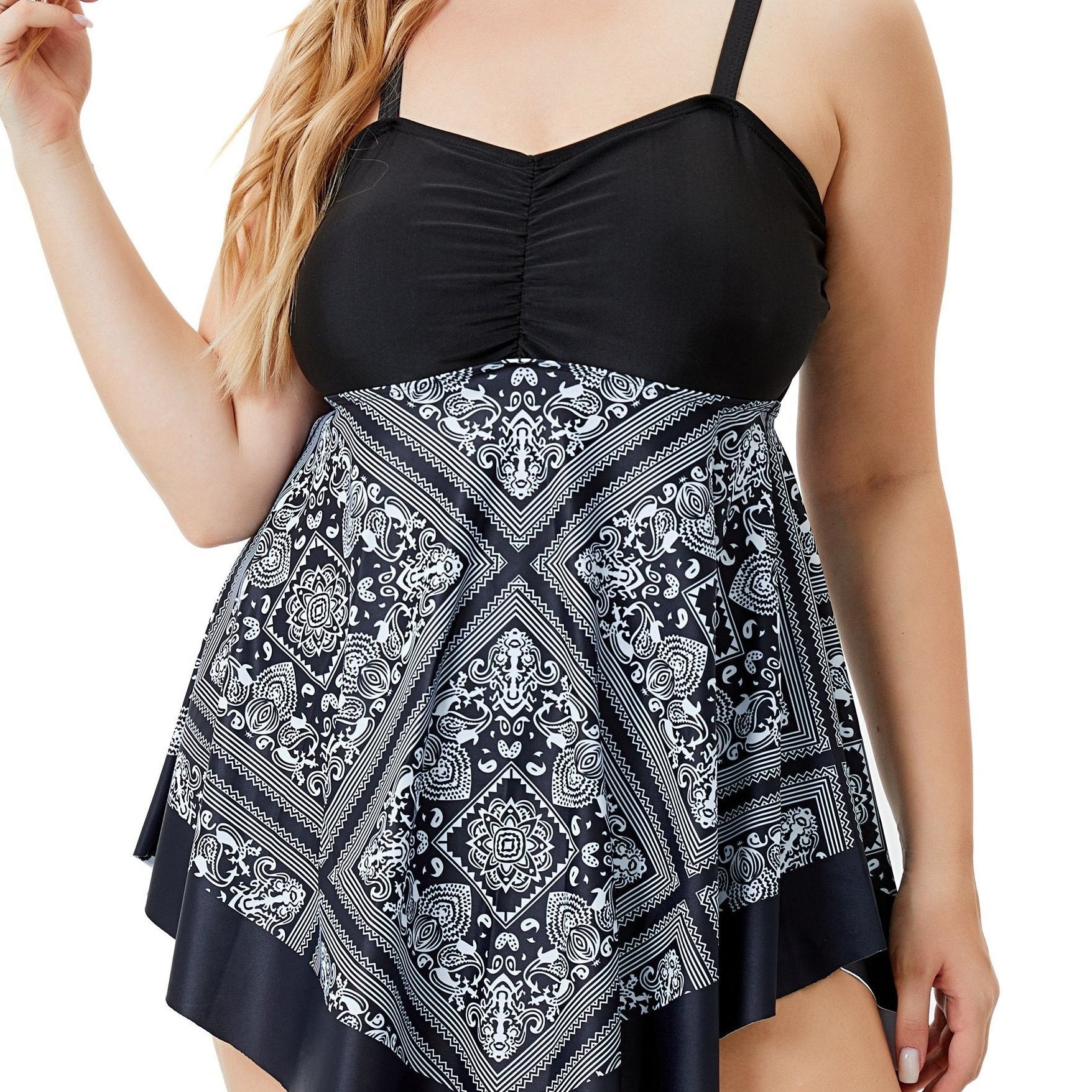 Plus Size Women's Printed One-Piece Swimsuit, Sexy Print Swimwear