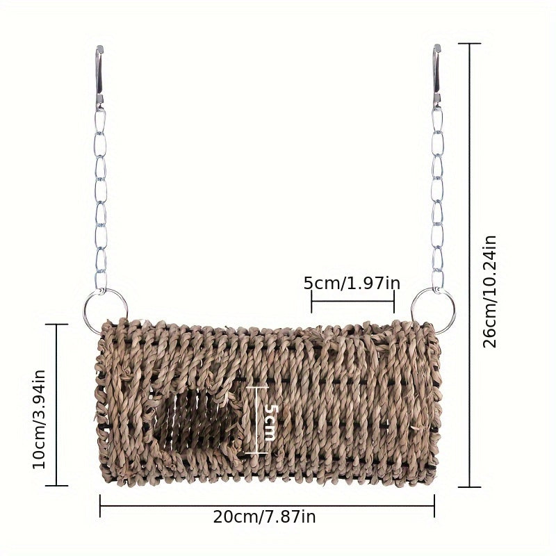 1pc Wooden Bird Toy with Rope, Parrot Hamster Honey Pouch Glider Shelter, Water Grass Escape Passage, Summer Shade Climbing Biting Toy, Parrot Toys