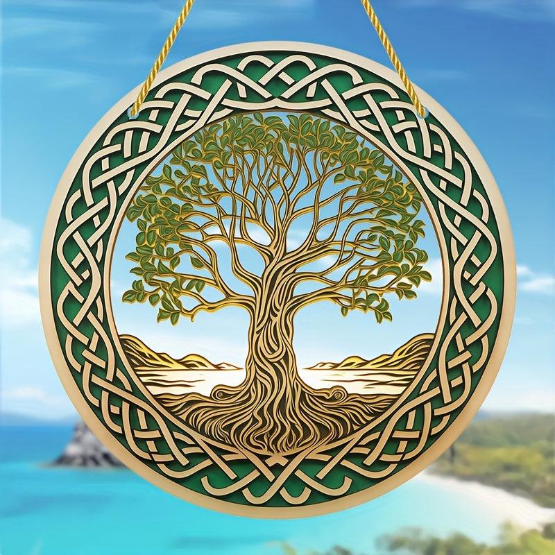 1pc Tree Of Life Window Decor, Artistic Home Ornament, Whimsical Garden Decor, Sun Catcher, Shade Umbrella, Perfect Gift For Mom, Family, Lover, Friends, Acrylic Wreath Plaque, Summer Courtyard & Door Welcome Sign, 6''x6''/15