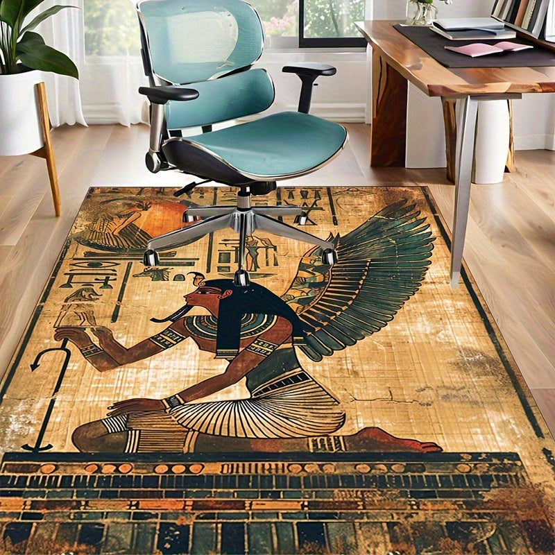 Ancient Egyptian Magic Print Area Mat - Non-Slip Polyester Mat for Living Room & Bedroom, 3D High-Density 800g/square meter, Machine Washable, Rectangular Shape, Ideal for Holidays & Home Decor, Holiday Home Decor | Egyptian