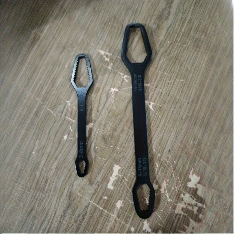 Heavy Duty Metal Ratchet Wrench Set - Double-Ended Torque Wrench with Self-Locking Mechanism, 6/9 Inch, Black, for Auto & Bicycle Repair, Tool for Automotive, Bicycle