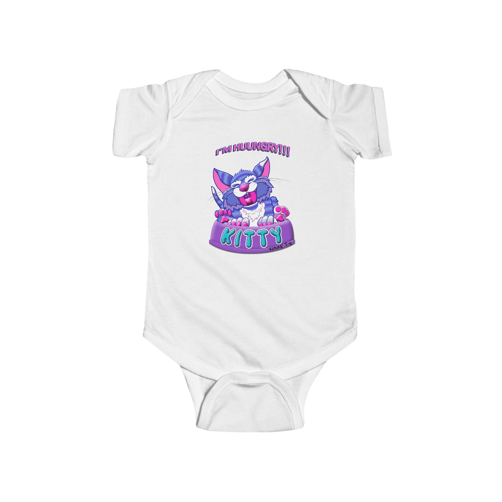 Infant Bodysuit — Cute 'Hungry Kitty' Cartoon Baby One-Piece