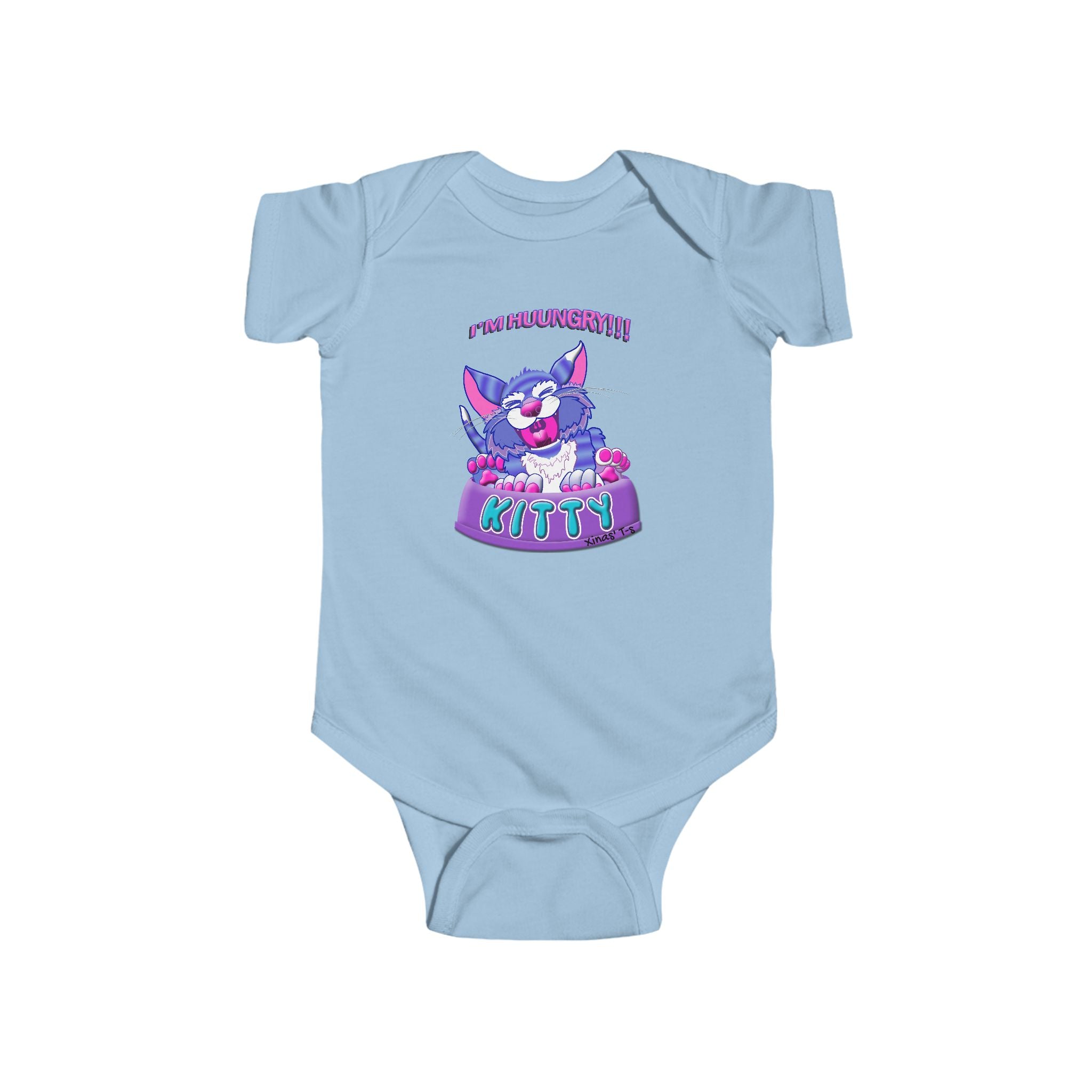 Infant Bodysuit — Cute 'Hungry Kitty' Cartoon Baby One-Piece