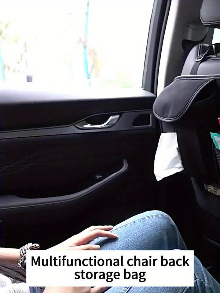 Universal Car Back Seat Organizer, Multipurpose Seat Storage Bag,Car Tissue Box Water Cup Holder Sundry Storage for Travel Accessories and Kids, Toys