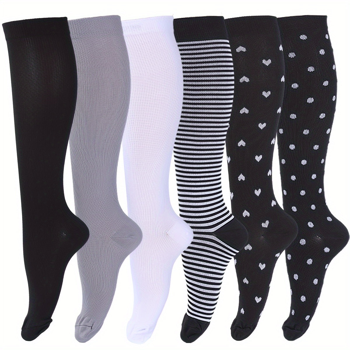 15-20mmHg Copper Compression Socks - 6 Pairs For Women And Men - Graduated Compression For Improved Circulation And Reduced Swelling