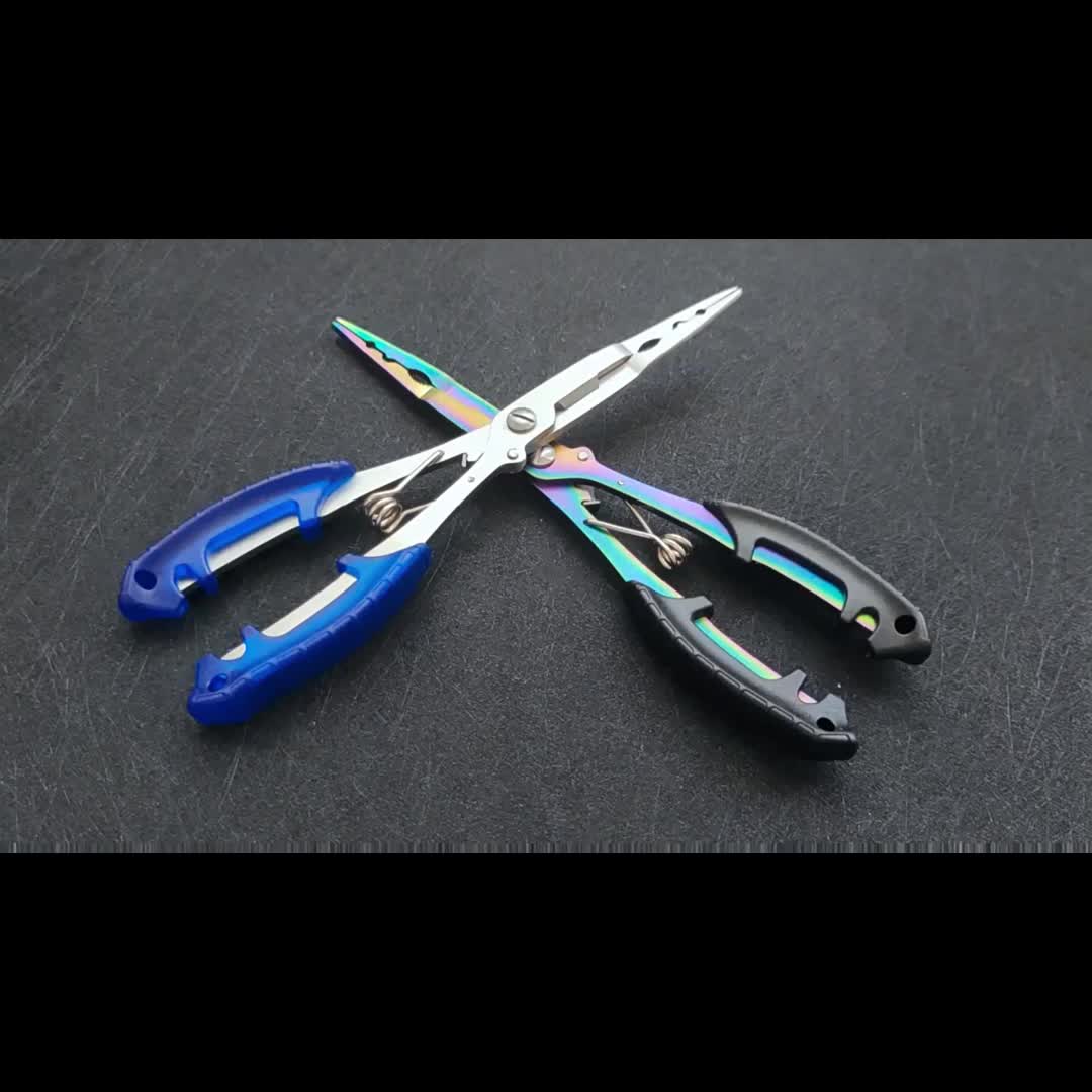Saltwater Resistant Fishing Pliers with Split Ring Hook Removers, Lanyard & Sheath - Essential Fishing Gear Accessories for Easy Tackle Management