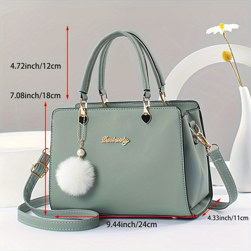 Elegant Lightweight Faux Leather Handbag - Women's Solid Color Shoulder Bag