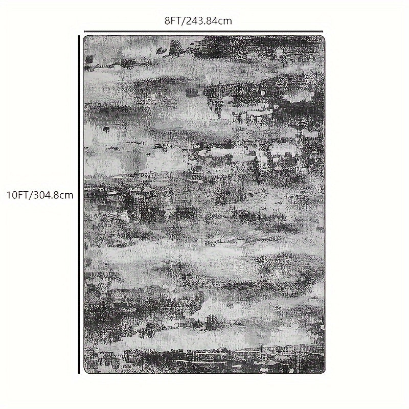 Dark Gray and Black Modern Abstract Striped Area Mat - Non-Slip Backing, Soft Polyester Fabric, Machine Washable for Living Room or Bedroom Decor, Rugs for Living Room