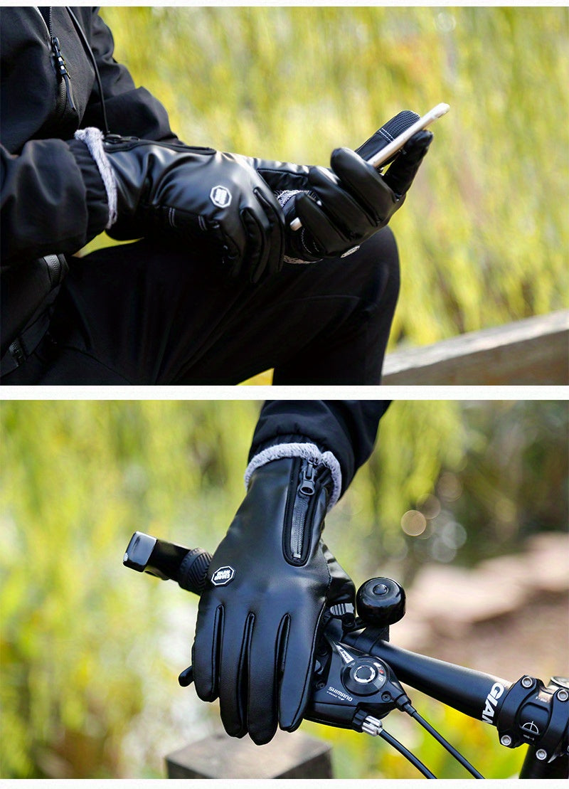 Winter Men Women Cycling Bike Gloves Full Finger Warm Fleece Cold Snow Gloves Windproof Anti-slip Touch Screen Ski Outdoor Sports Gloves