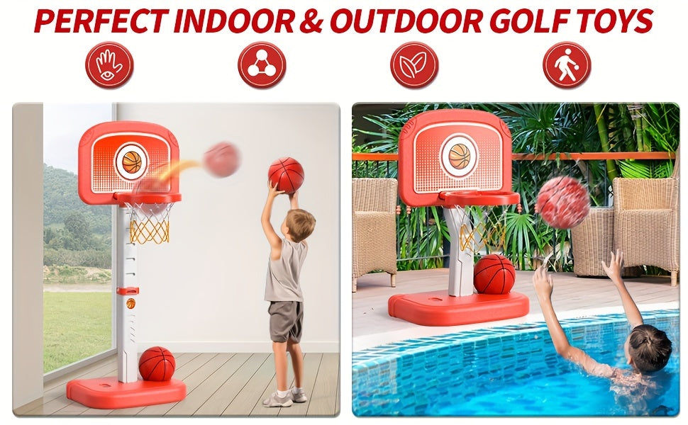 Swimming Pool Basketball Hoop Outdoor Toys with 4 Balls, Basketball Hoop Indoor Outdoor Toys Gifts for 3 4 5 6 7 8-12 Year Olds Boys Kids