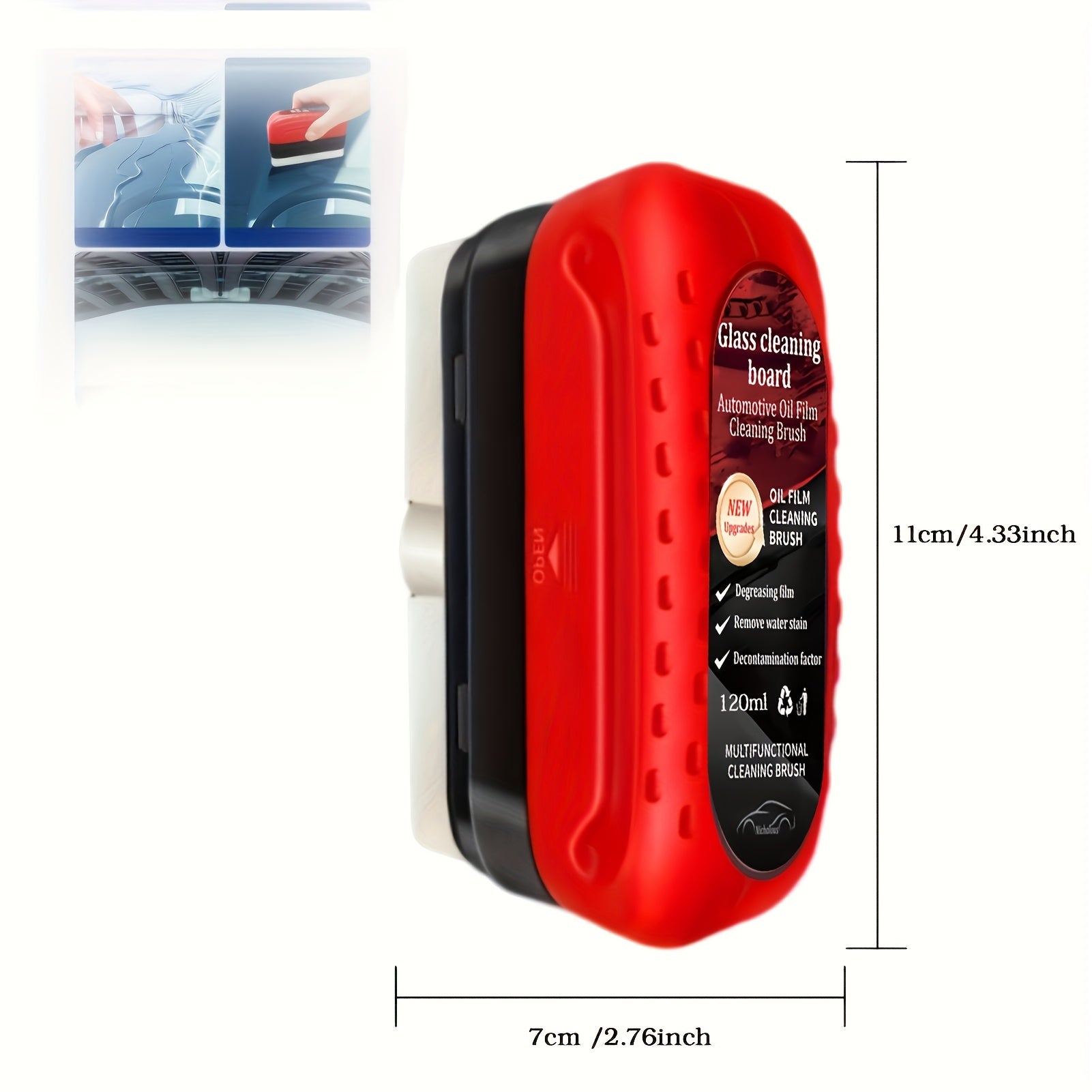 Strong Cleaning Automotive Glass Oil Film Cleaner 2pcs - Long-lasting Protection, Rain And Fog Proof - Suitable For Front Windshield And Side Windows