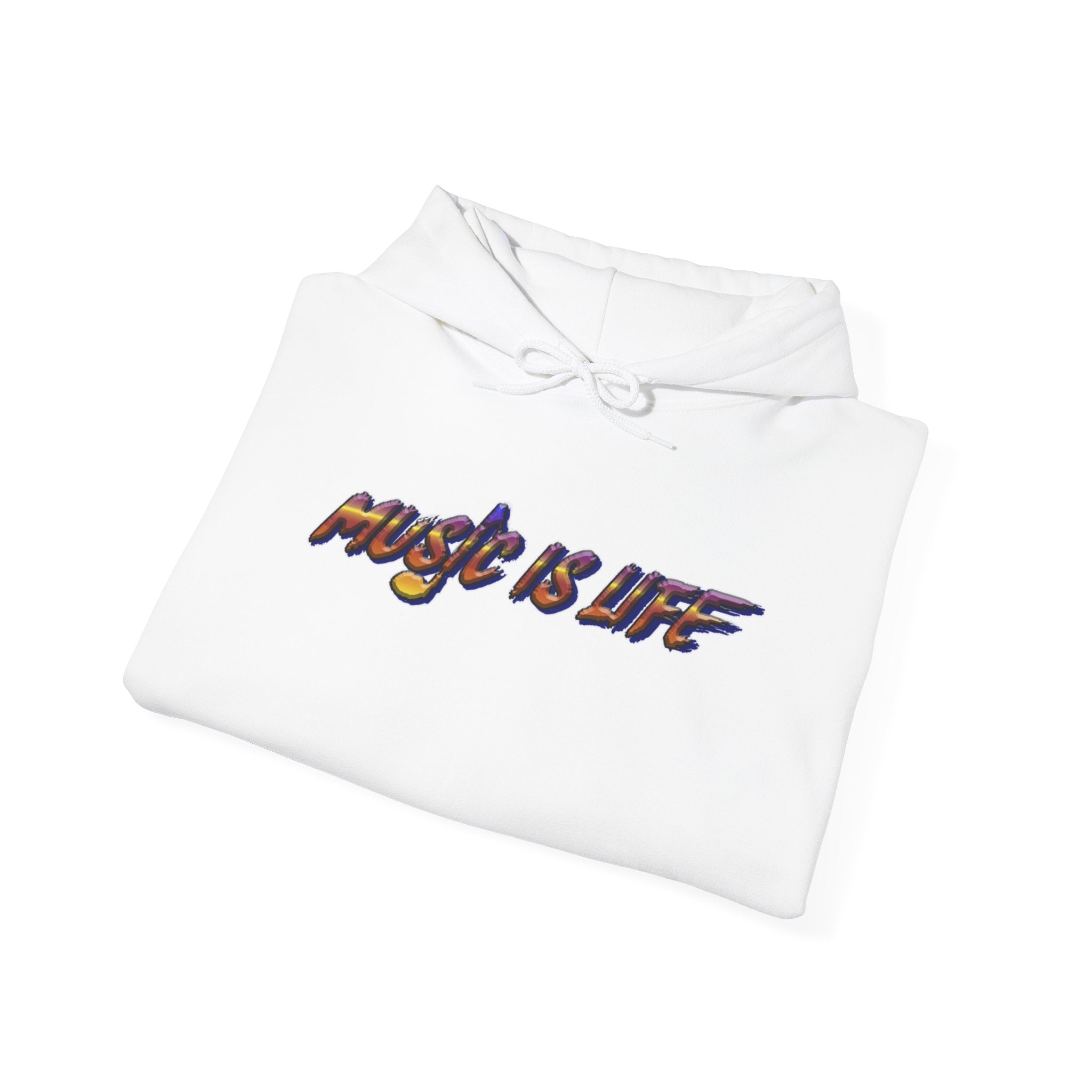 Music Is Life Hoodie — Colorful Watercolor Note Graphic Pullover