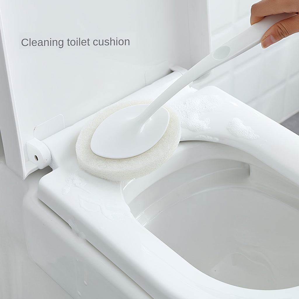 1pc Bathroom Long Handle Sponge Brush, Wall Cleaning Brush, Bathtub Sponge Brush, Floor Tile Brush, Sponge Scrubbing Pad, Dishwashing Sink Brush, Suitable For Cleaning Bathroom Toilet Sink