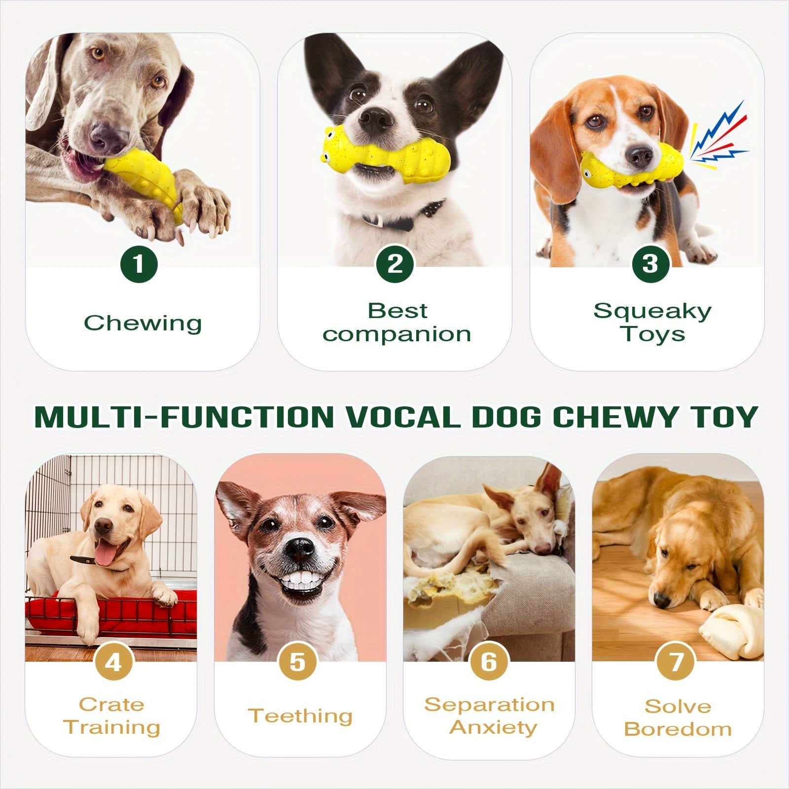 Dog Chew Toys for Aggressive Chewers Tough Enduring Squeaky Interactive Puppy Fun Teeth Toothbrush Doggie Toy for Small Medium Large Dogs Breed Birthday Gift