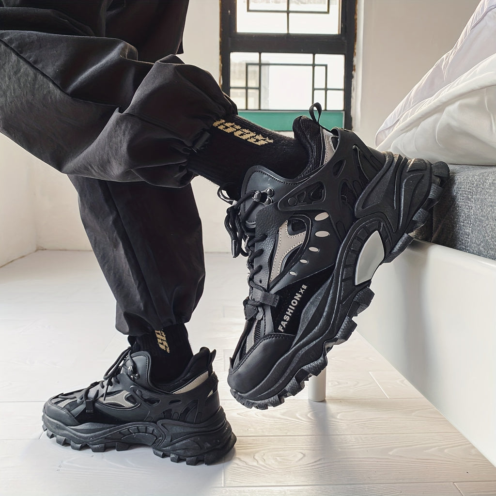 [1 Pair Men'S Cloud Pattern Sneakers] Round Toe Lace-Up  Athletic Sneakers, Sports , Breathable Fabric