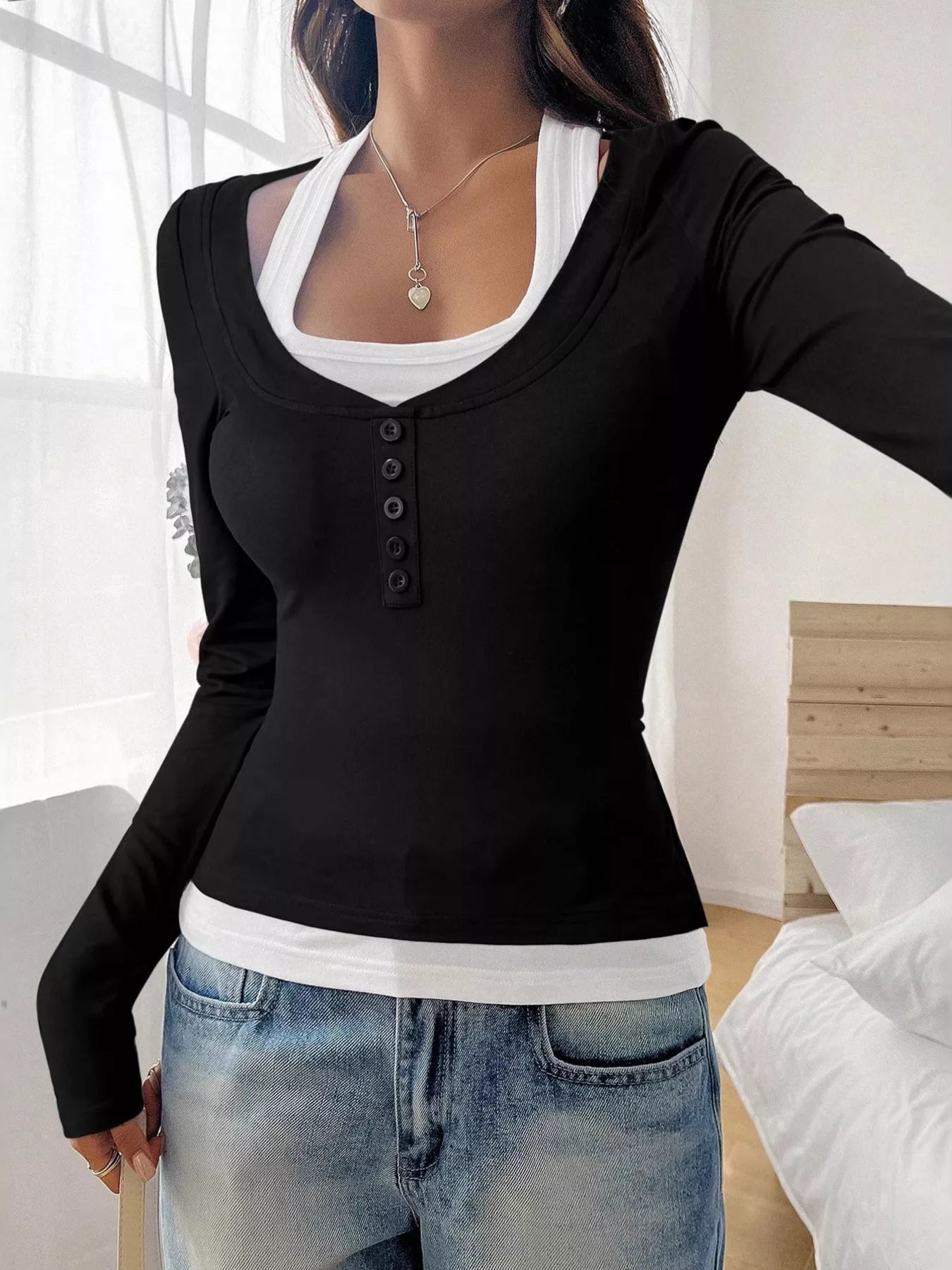 Scoop Neck Womens Long Sleeve T Shirt