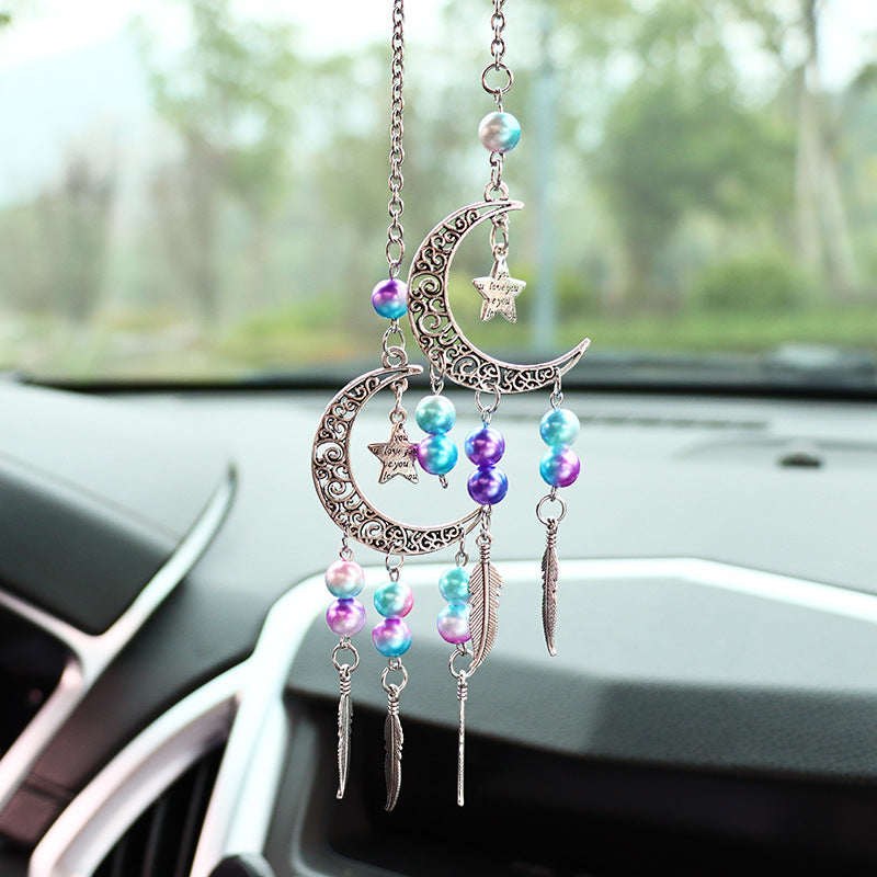Beautiful Dreamcatcher Car Rear-view Mirror Pendant - Colorful Bead Wind Chime Ornaments
