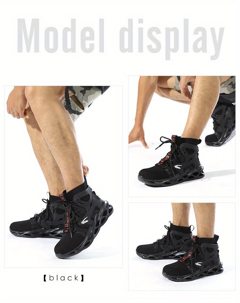 PLUS SIZE Men's Lightweight Safety Resistant Work Boots, Casual Comfortable Blade Boots
