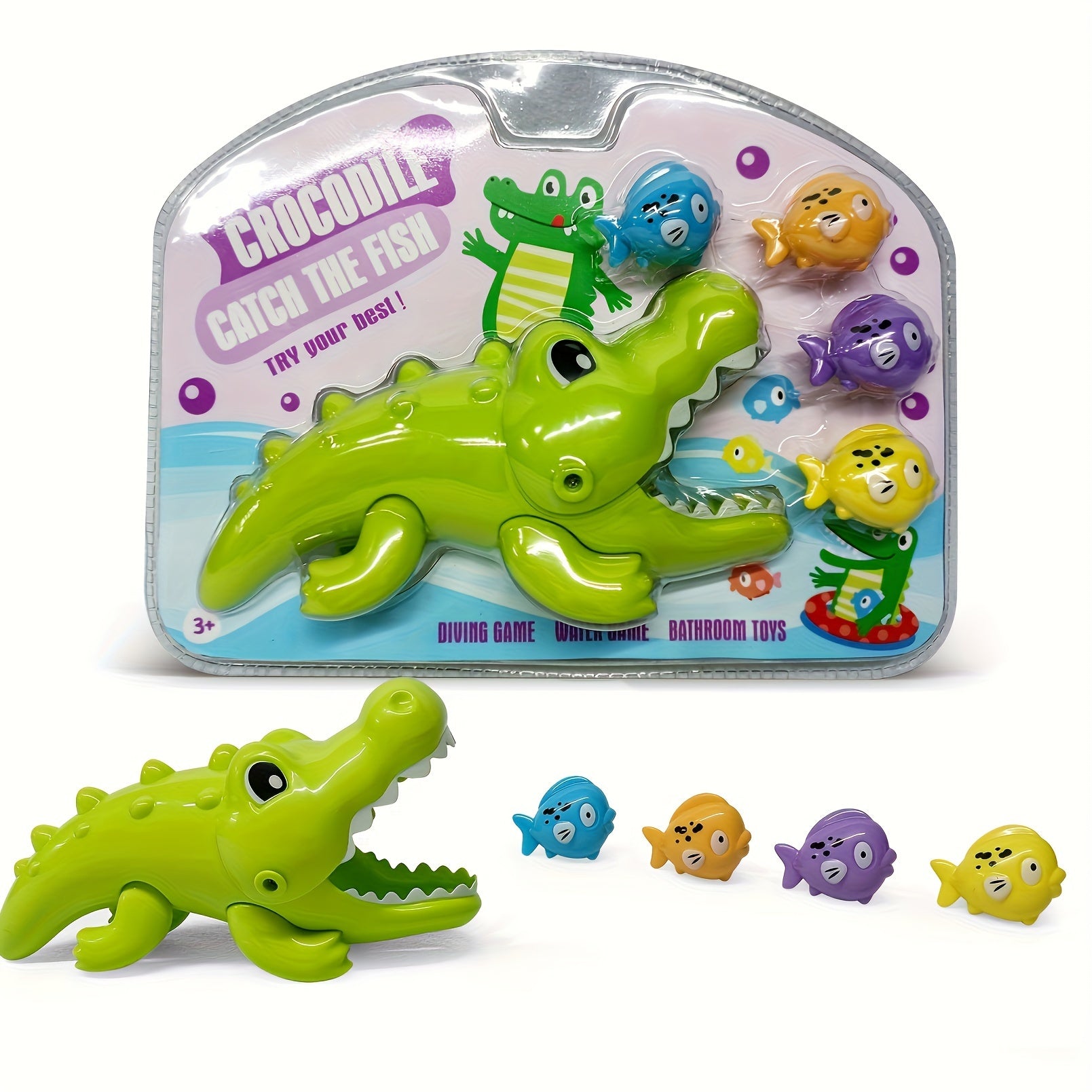 S Water Toys, Creative Educational Novelty Big Crocodile Eating Small Fish Bathroom Bath Toys, Gifts for Over 18 Months Old, Random Colors