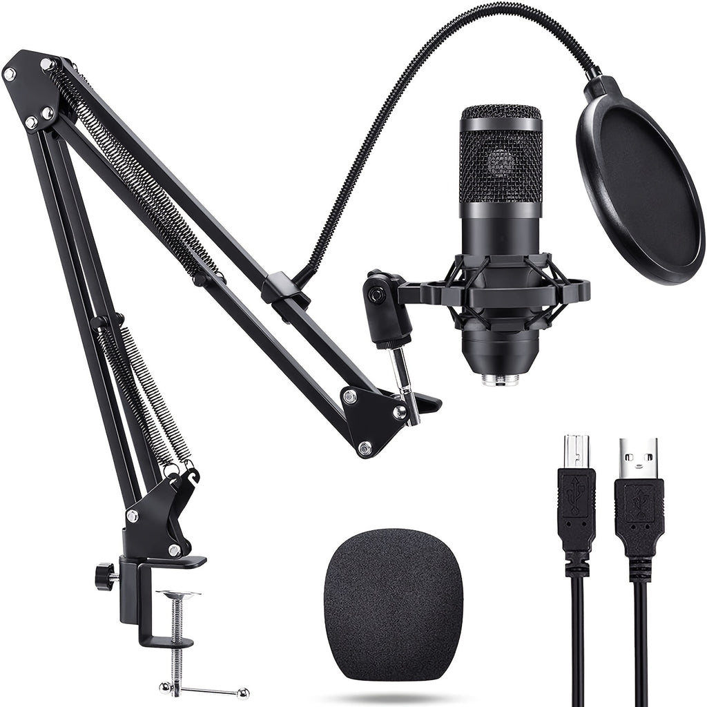 USB Microphone, Professional 192kHz/24Bit Plug & Play PC Computer Condenser Cardioid Mic Kit with Sound Advanced Chipset, for Streaming, Podcast, Studio Recording and Games