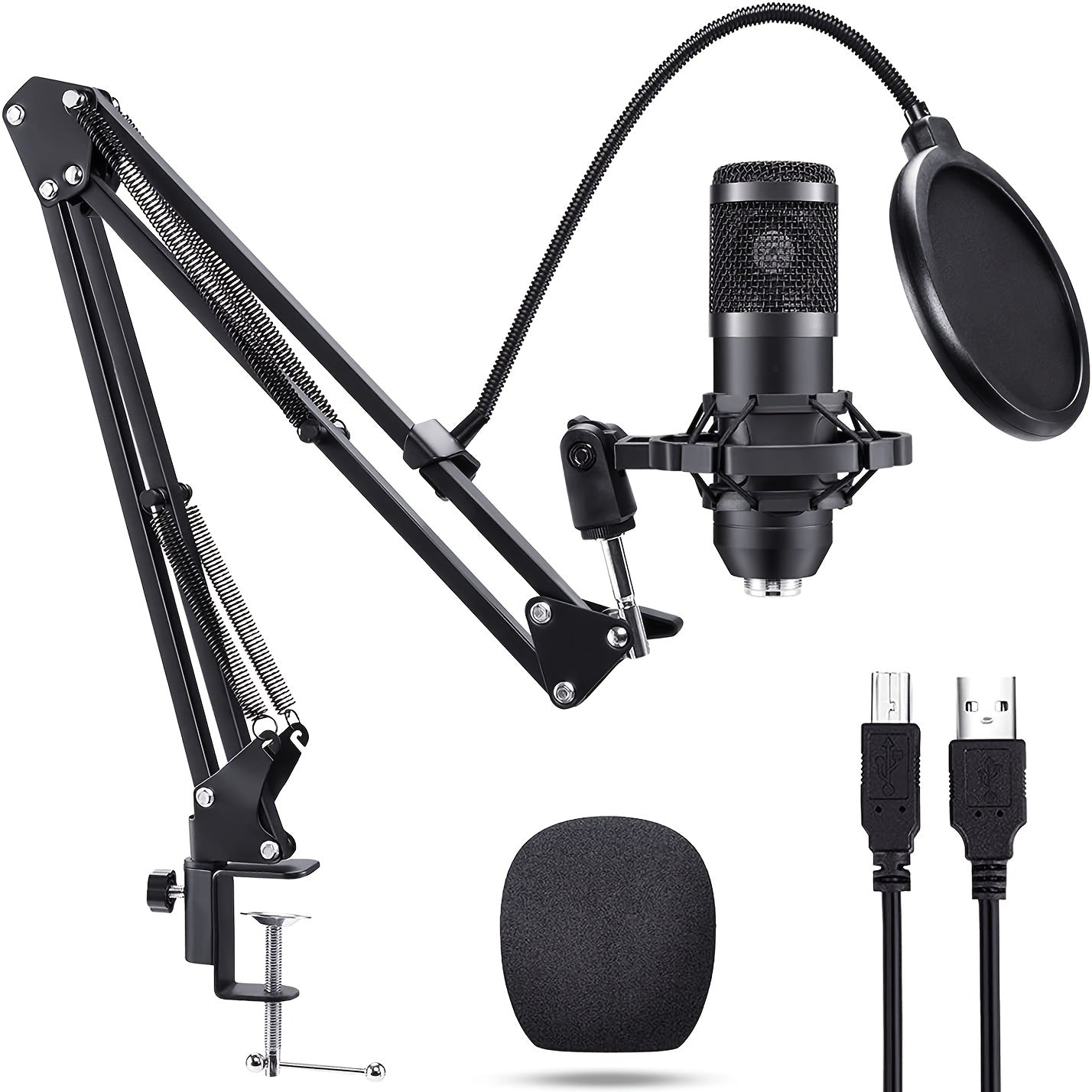 USB Microphone, Professional 192kHz/24Bit Plug & Play PC Computer Condenser Cardioid Mic Kit with Sound Advanced Chipset, for Streaming, Podcast, Studio Recording and Games