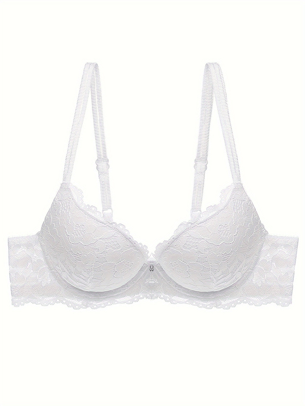 Lace Full Cup Bra | Medium Support, Underwire, Non-Removable Padding, Solid Color