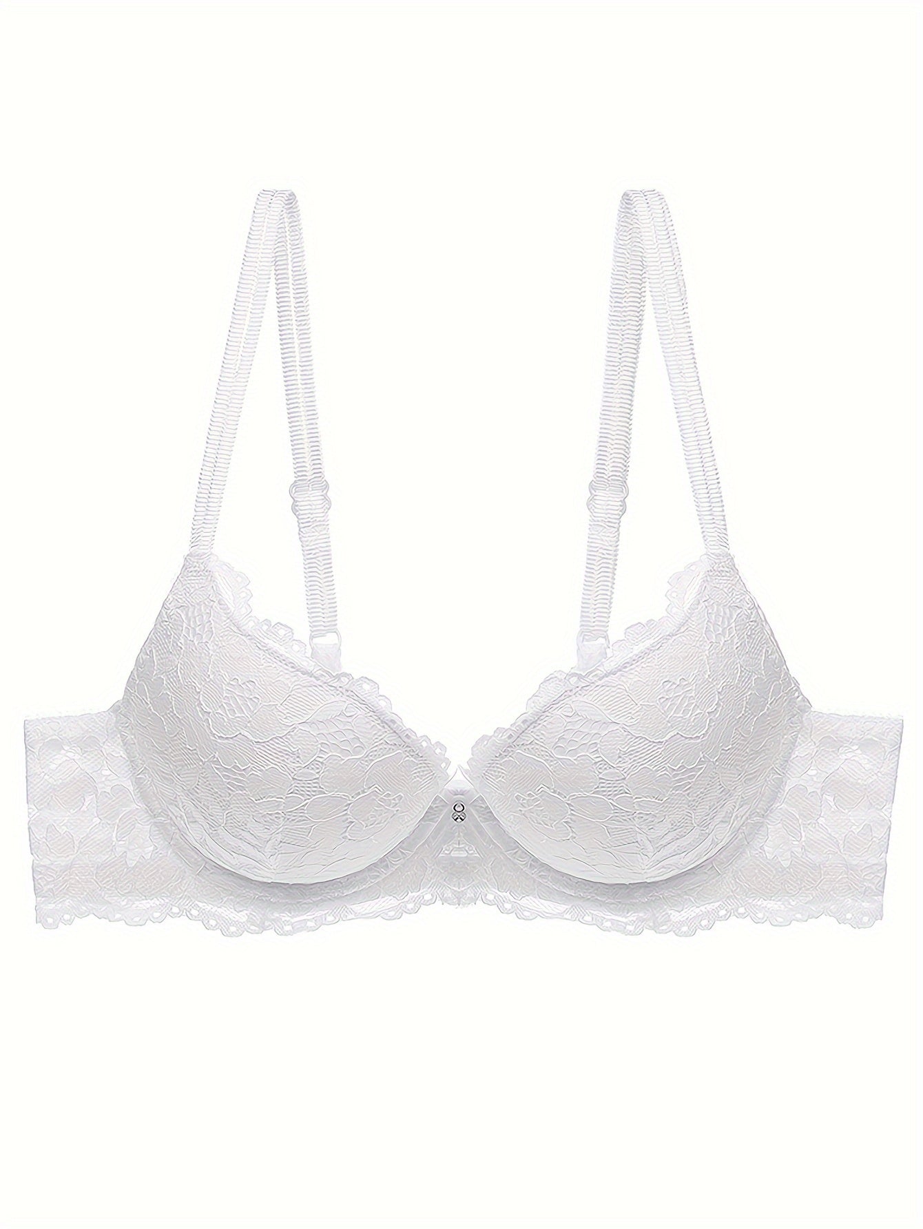 Lace Full Cup Bra | Medium Support, Underwire, Non-Removable Padding, Solid Color