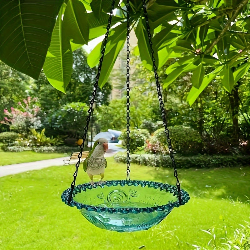 1pc Decorative Hanging Bird Feeder with Chain - Dual-Bowl Design for Outdoor Garden & Yard, Attracts Hummingbirds, No Electricity Needed, Durable Plastic, Hummingbird Feeders Outdoors