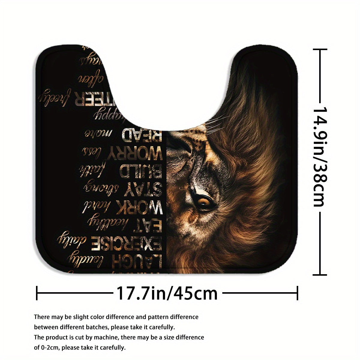 4pcs Powerful Lion Shower Curtain Set, Golden African Safari Animals Masculine Male Cool Bathroom Sets with Shower Curtain and Rugs, Motivational Inspirational Quotes Shower Curtain with Bath Mat Set and 12 Hooks, Shower Curt