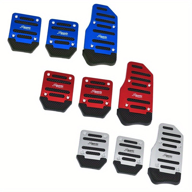 3pcs High-Performance Aluminum Alloy Automotive Pedals - Anti-Skid, Easy Installation, Enhanced Grip for Manual Clutch and Accelerator, Suitable for Most Vehicles