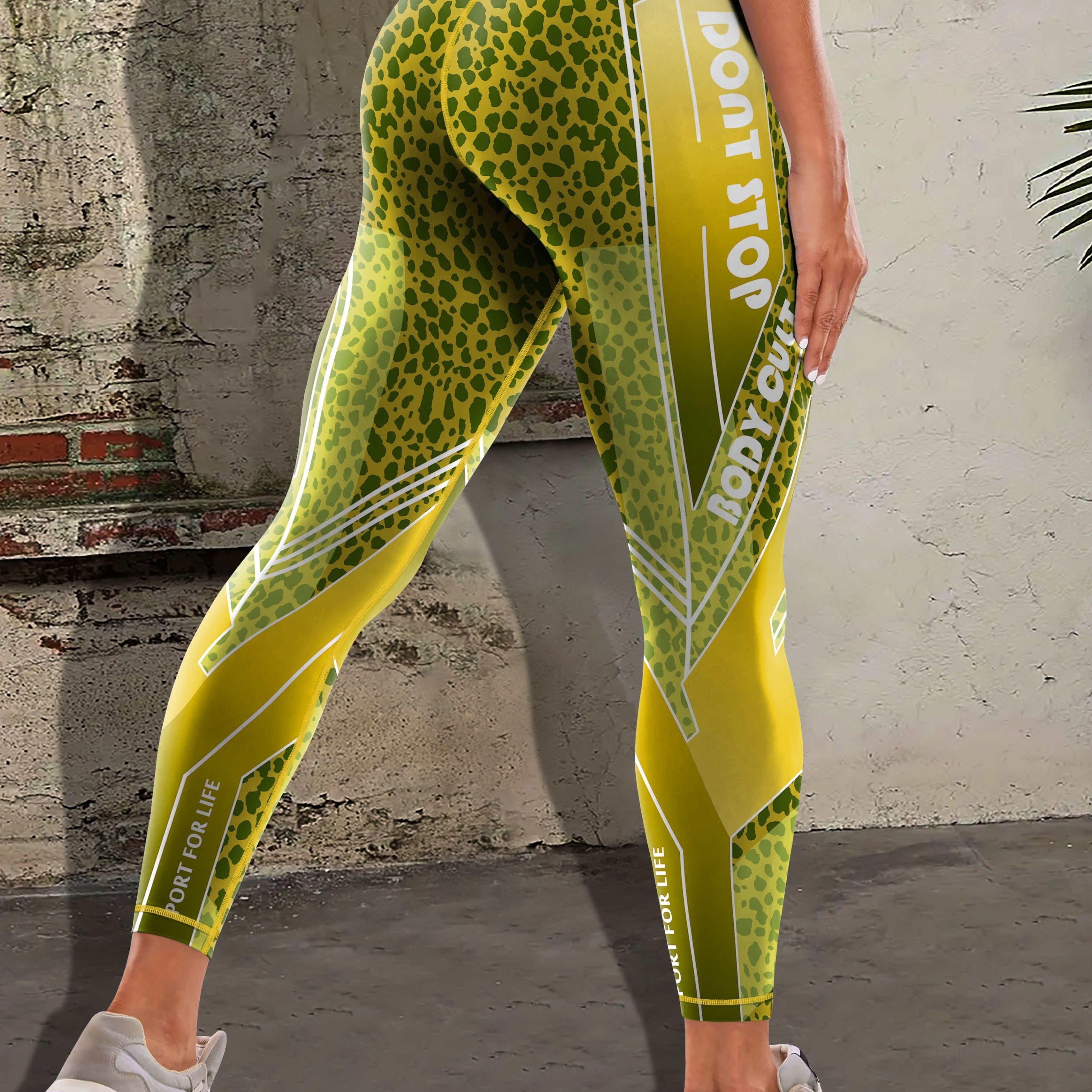 Color Block Tummy Control High Stretch Fitness Pants, Letter Print High Elastic Sports Tight Yoga Leggings, Women's Activewear