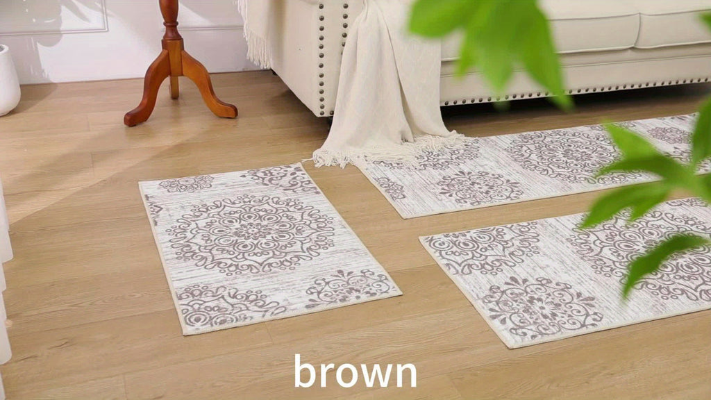 Farmhouse Kitchen Rugs Sets Of 3 Non Slip Washable Boho Kitchen Rugs And Mats for Floor Kitchen Runner Mat Floor Mat for Kitchen, Laundry, Hallways