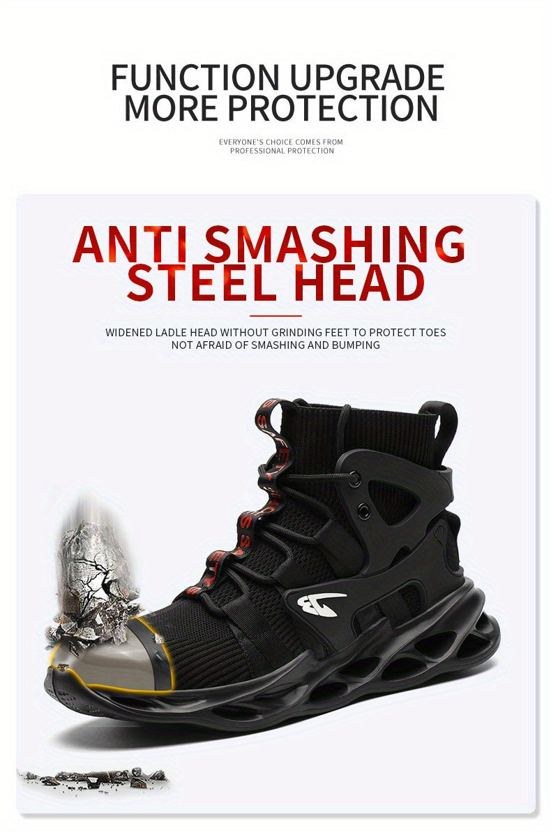 PLUS SIZE Men's Lightweight Safety Resistant Work Boots, Casual Comfortable Blade Boots