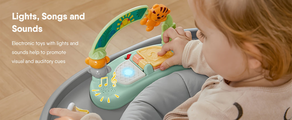 Baby High Chair, 15-In-1 Convertible Multifunctional Infant And Toddler High Chair With Activity Center, Tray And Toys(Grey)
