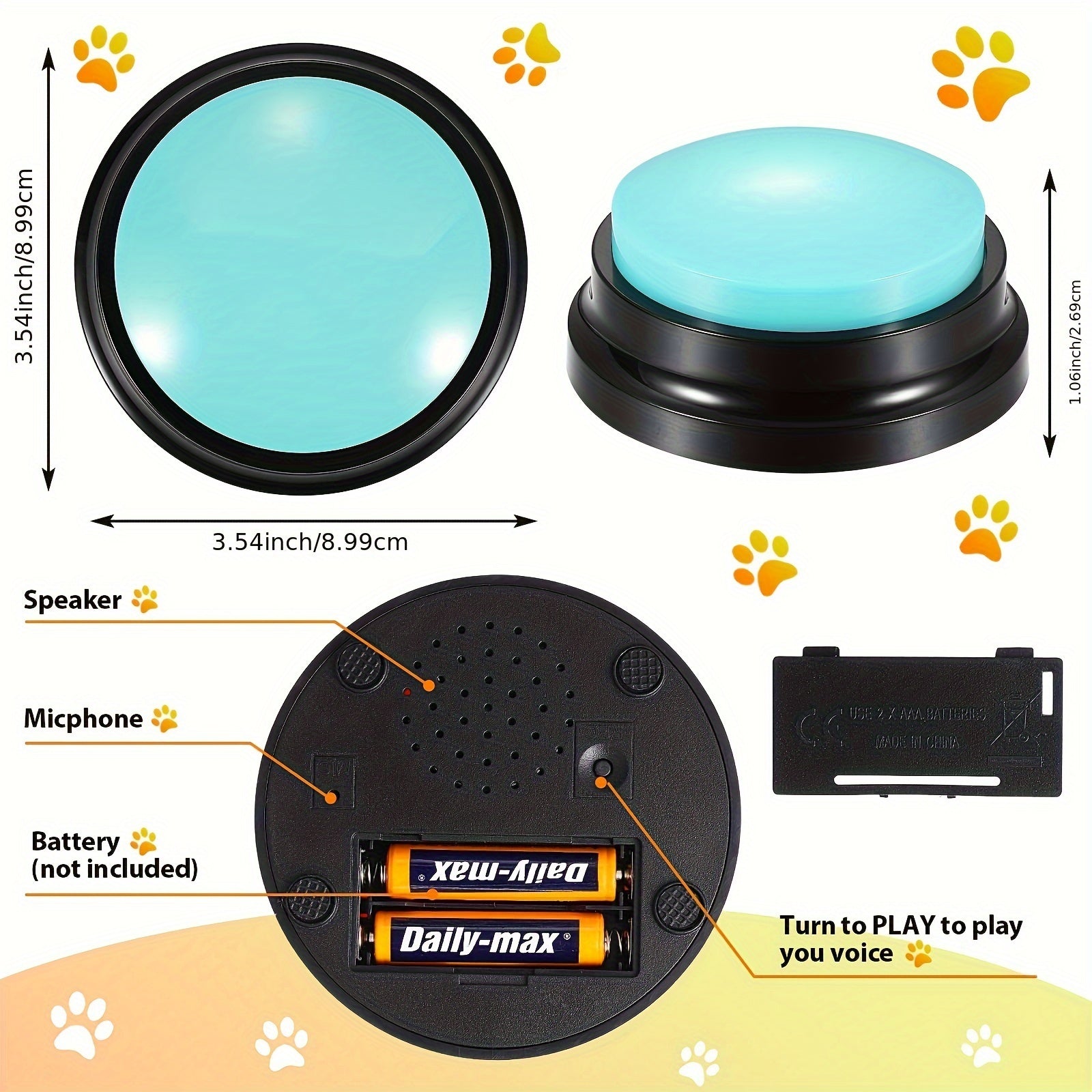 [Recordable Pet] Interactive Dog Talking Buttons | 6pcs | Battery-Powered | Recordable Pet Communication Toys | Portable & Cute