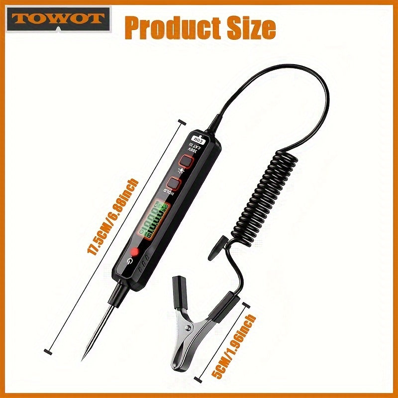 1pc Automotive Circuit Tester Automotive Troubleshooting And Maintenance Circuit Tester Digital Backlight Display For Automotive Circuit Voltage Tester