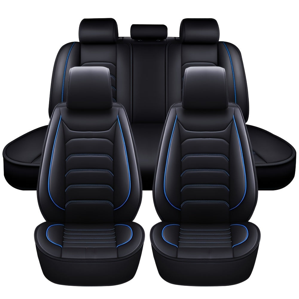 5-Seat Full Set Faux Leather Car Seat Covers - Waterproof All-Weather Protection,