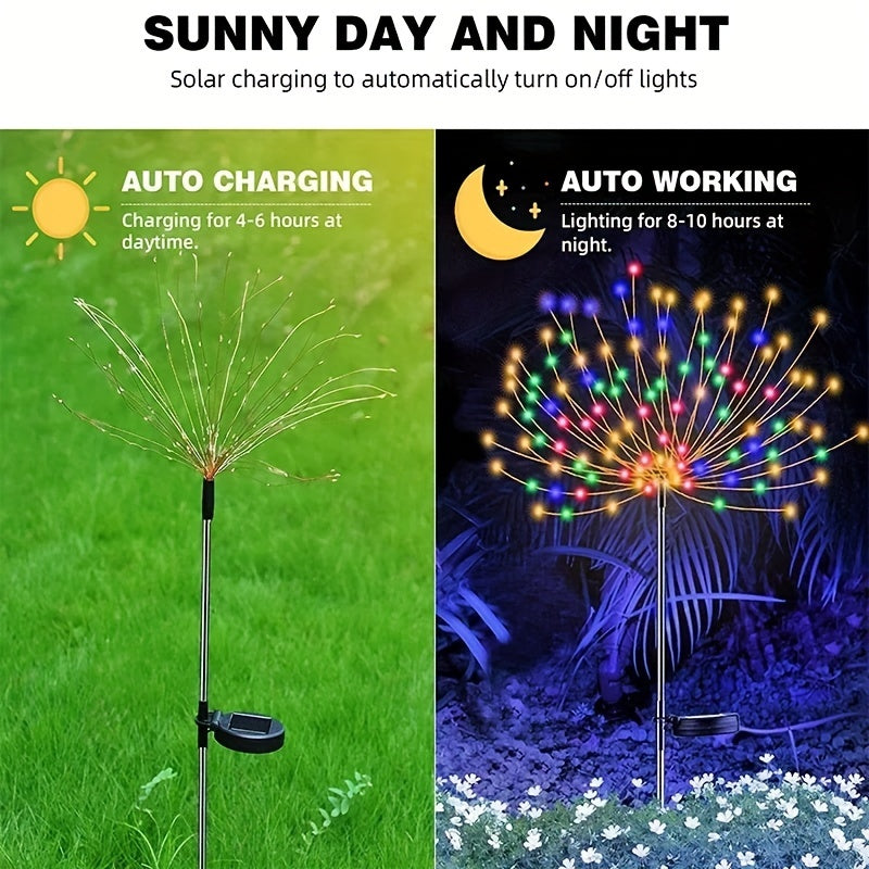 American Independence Day Celebration, Solar LED Fireworks Fairy Lights With 8 Working Modes, For Outdoor Garden Decoration, Yard Parties, Christmas, Weddings, Lawn Pathways