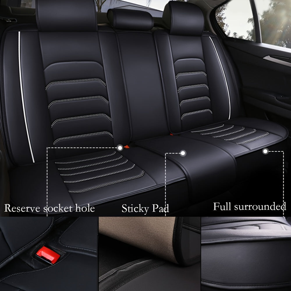 5-Seat Full Set Faux Leather Car Seat Covers - Waterproof All-Weather Protection,
