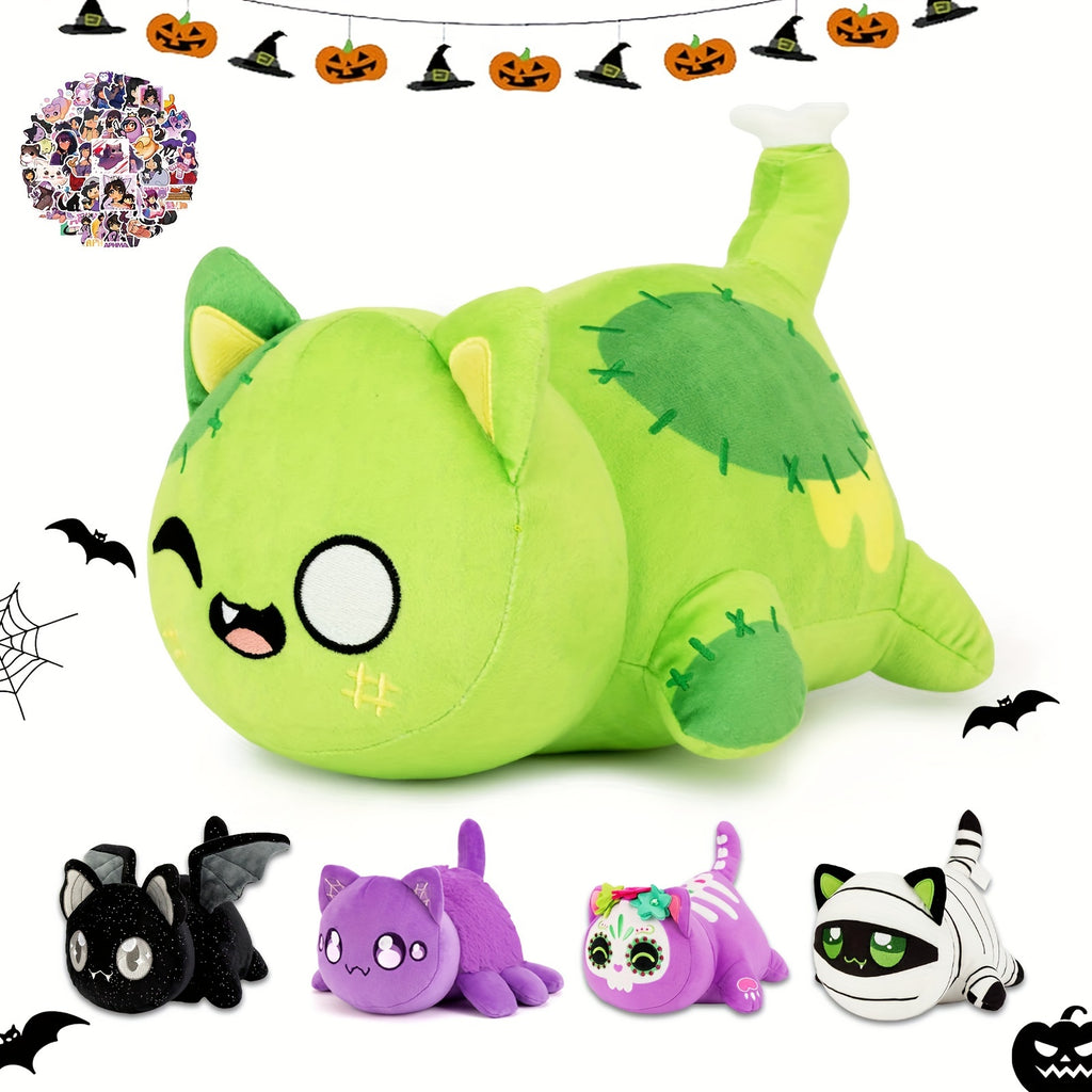 Mee-Meows Collection: Festive Cat Plush Toys - Bat, Spider, Mummy, Purple Sugar Skull, Zombie, and More - Great Gift for Kids & Fans - Ages 0-3