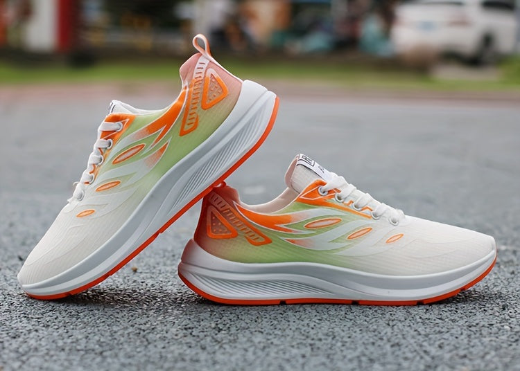 Men'S Fashion Sneakers - Breathable Mesh Upper, Non-Slip Rubber Sole, EVA Insole, Round Toe, Lace-Up Closure, Striped Pattern, Casual Sports Shoes for Spring, Summer, Fall