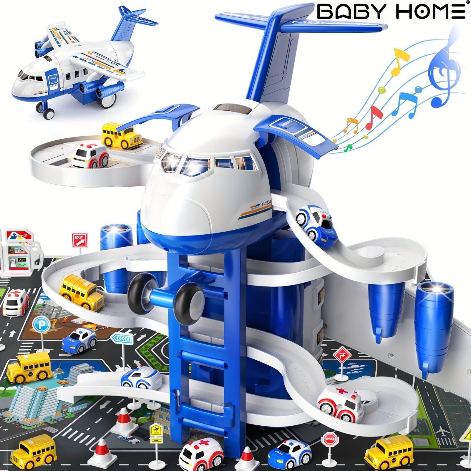 Home Kids Airplane Car Toys Simulation Inertia Aircraft Music Stroy With Light Passenger Plane Diecasts Kids Educational Toy