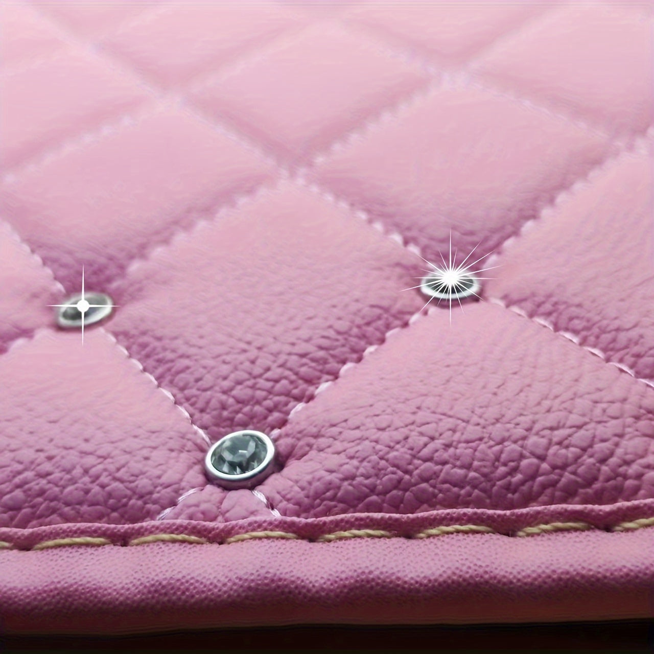 Shining Rhinestones Carpet, Bling Crystal Diamond Sparkly Glitter Car Floor Mat, pu Leather  Heel Pad Automotive Universal Fit for SUV Sedan Van, 4pcs for Girl Pink Cute Women