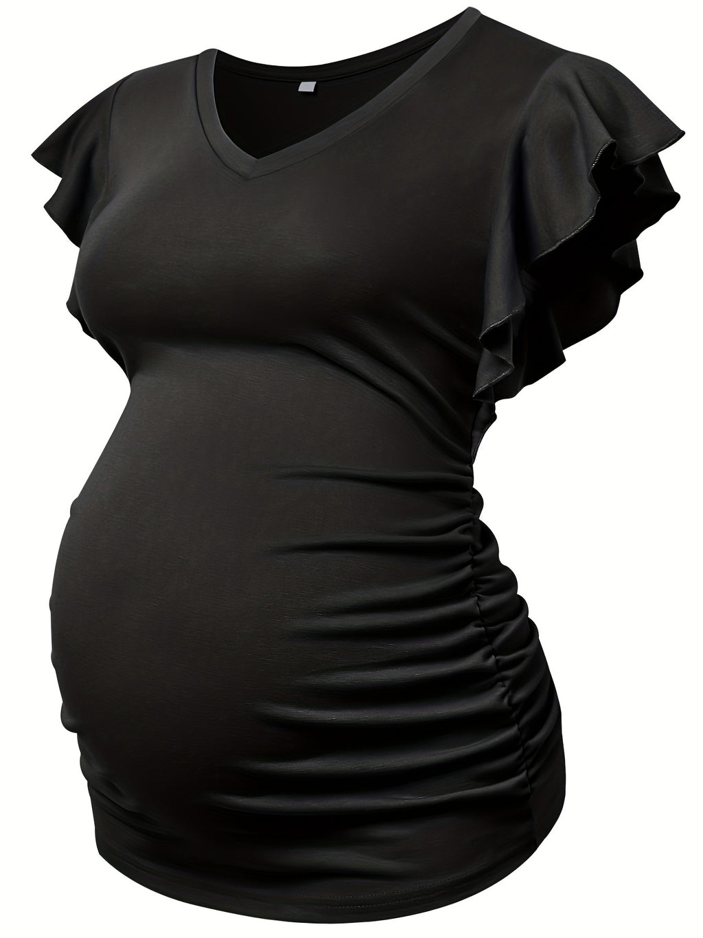 Women's Maternity Casual Ruffled Slim Fit V-neck T-shirt For Summer Holiday