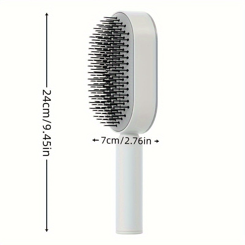 [1pc Self-Cleaning Hair Brush] 1pc Self-Cleaning Hair Brush, Press-type Cleaning Design Air Cushion Massage Comb, Central Hollow Cushion Comb