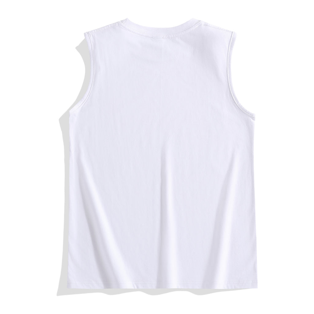 ME VERSUS ME' Round Neck Cotton Graphic Vest, Casual Sports Sleeveless Tank Tops, Men's Summer Clothing