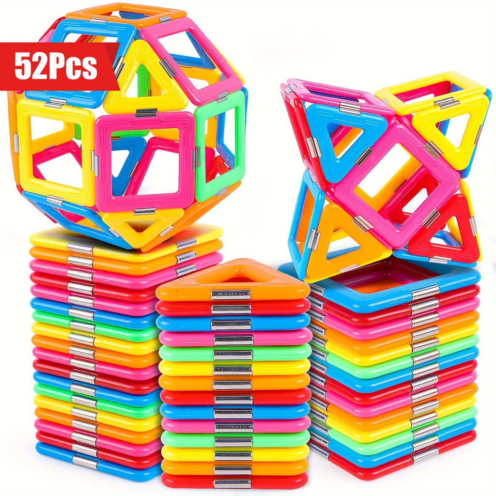 52pcs Magnetic Tiles STEM Sensory Building Toys, Must Haves Educational Game halloween, christmas gift