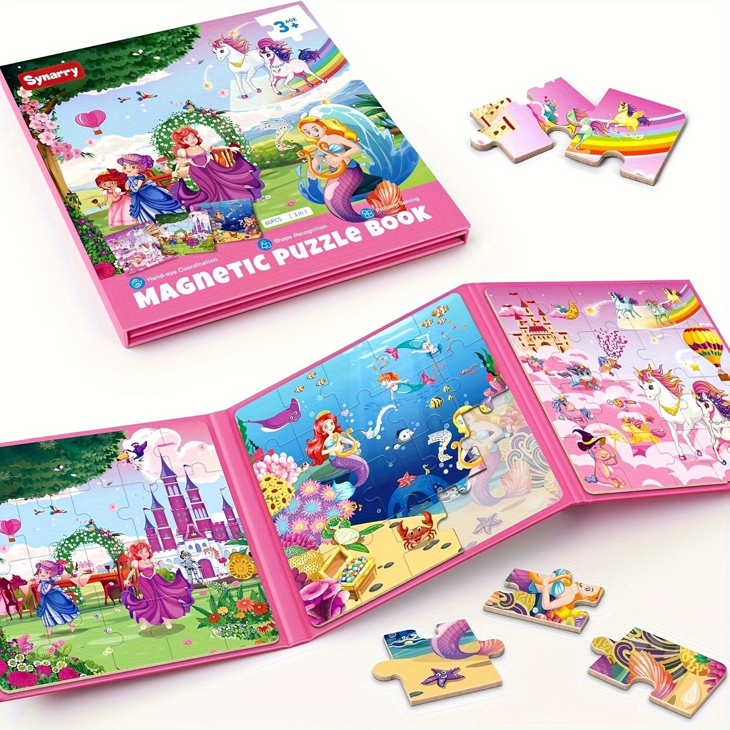 SYNARRY Unicorn Mermaid Princess magnetic puzzle,