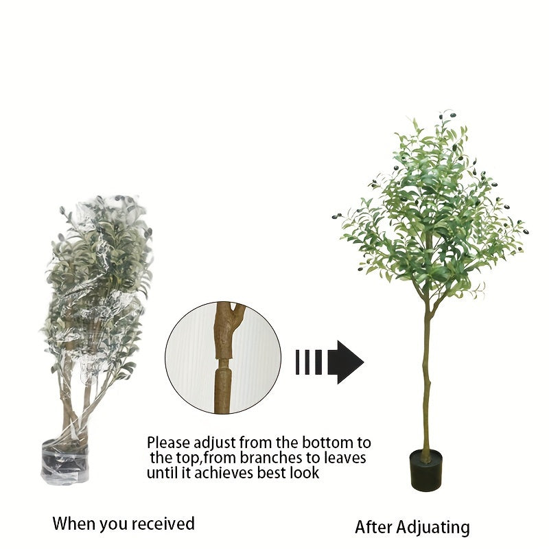 59in Artificial Olive Tree Faux Silk Plant Artificial Plants For Modern Living Room Floor Home Office Garden Store Decor Indoor Fake Potted Tree With Plastic Wood Trunk And Lifelike Fruits Perfect Housewarming Gift